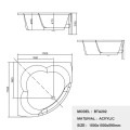 1.5m Bathtub Luxurious Acrylic Transparent 2 Person Whirlpool Indoor Corner bathtubs & whirlpools